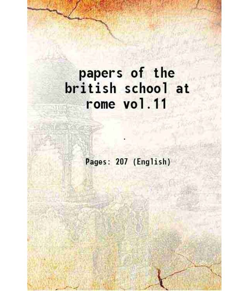     			papers of the british school at rome vol.11 1929 [Hardcover]