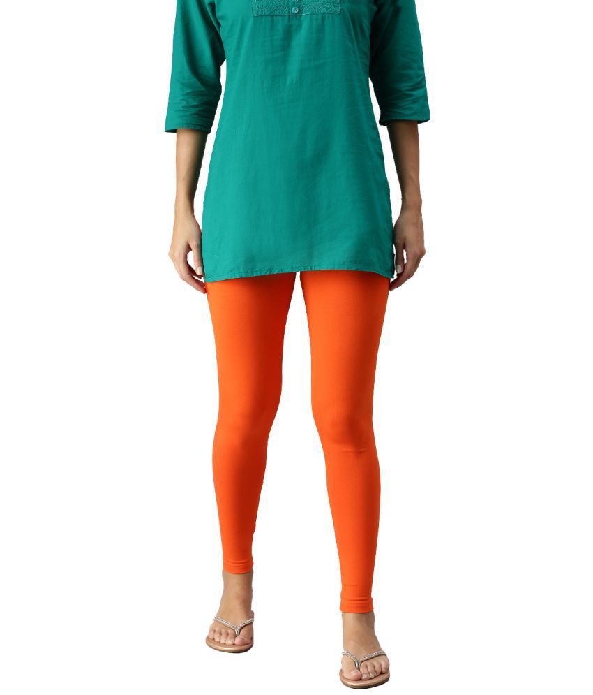     			De Moza - Orange Cotton Women's Leggings ( Pack of 1 )