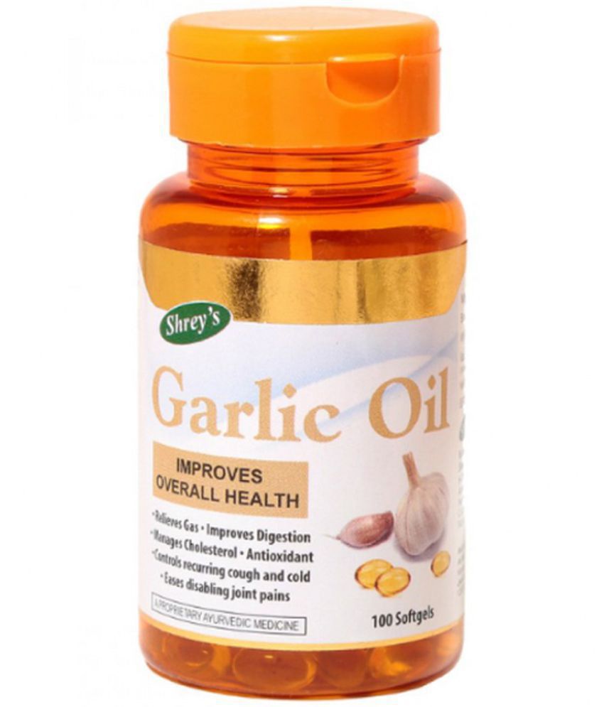     			Shrey's Garlic Oil for Digestion – 100 Capsules (Improves Overall Health) 100 no.s Unflavoured Minerals Softgel