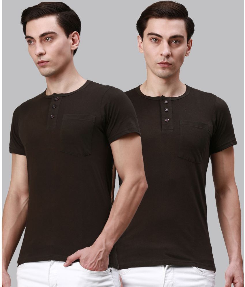     			Lux Cozi - Brown Cotton Regular Fit Men's T-Shirt ( Pack of 2 )