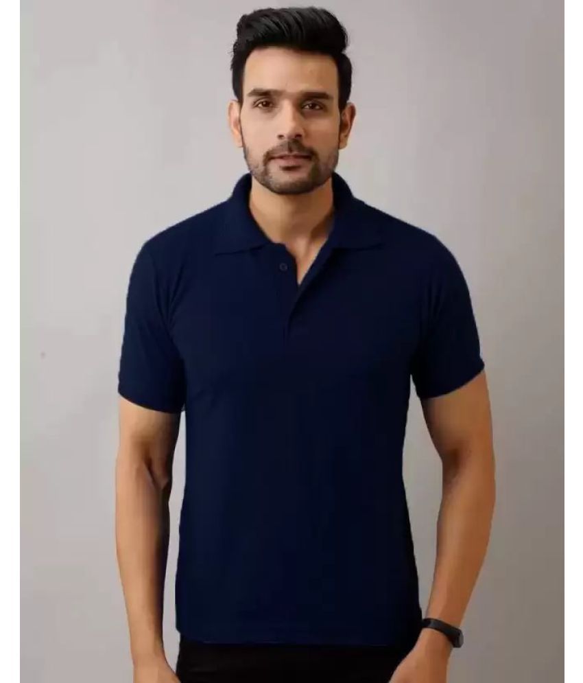     			SKYRISE Pack of 1 Cotton Blend Slim Fit Solid Half Sleeves Men's Polo T Shirt ( Navy )