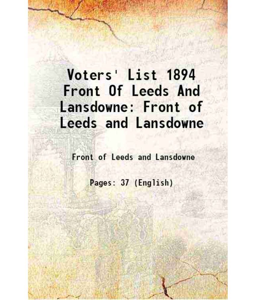     			Voters' List 1894 Front Of Leeds And Lansdowne Front of Leeds and Lansdowne 1894