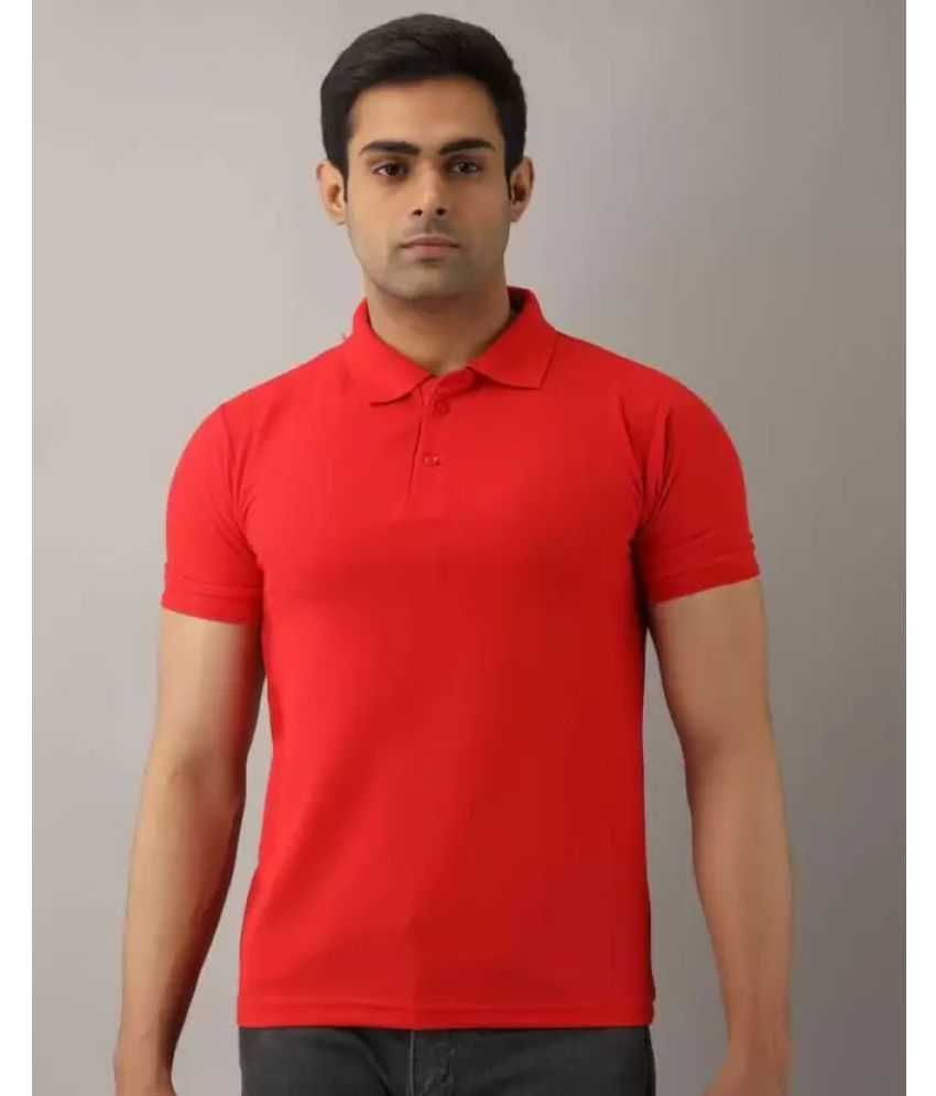     			SKYRISE Pack of 1 Cotton Blend Slim Fit Solid Half Sleeves Men's Polo T Shirt ( Red )