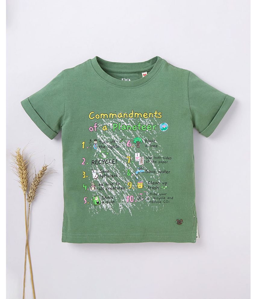 Ed-a-Mamma - Green Cotton Boy's T-Shirt ( Pack of 1 )