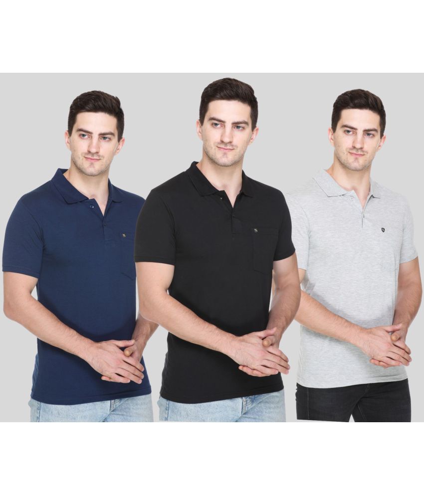     			White Moon - Navy Cotton Blend Regular Fit Men's Polo T Shirt ( Pack of 3 )