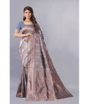 Gazal Fashions - Grey Banarasi Silk Saree With Blouse Piece ( Pack of 1 )