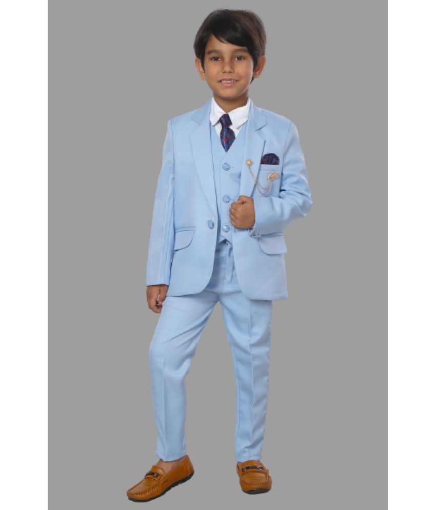 DKGF Fashion - Blue Polyester Boys 3 Piece Suit ( Pack of 1 )