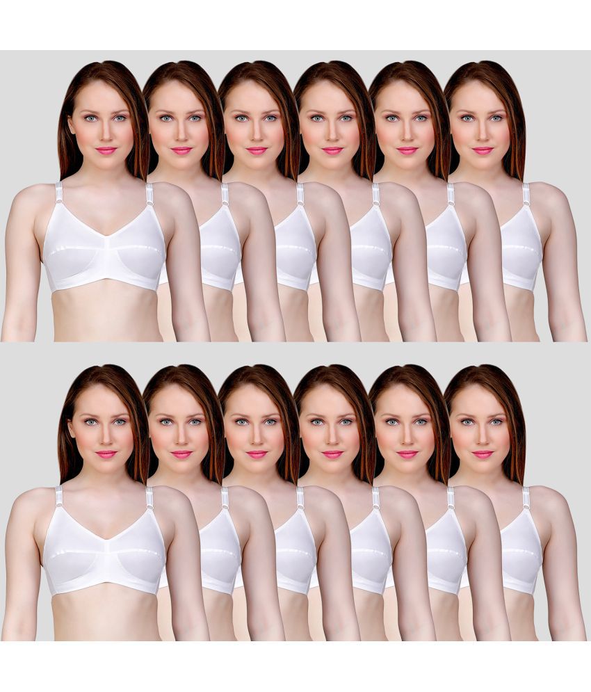     			TCG - White Cotton Non Padded Women's T-Shirt Bra ( Pack of 12 )