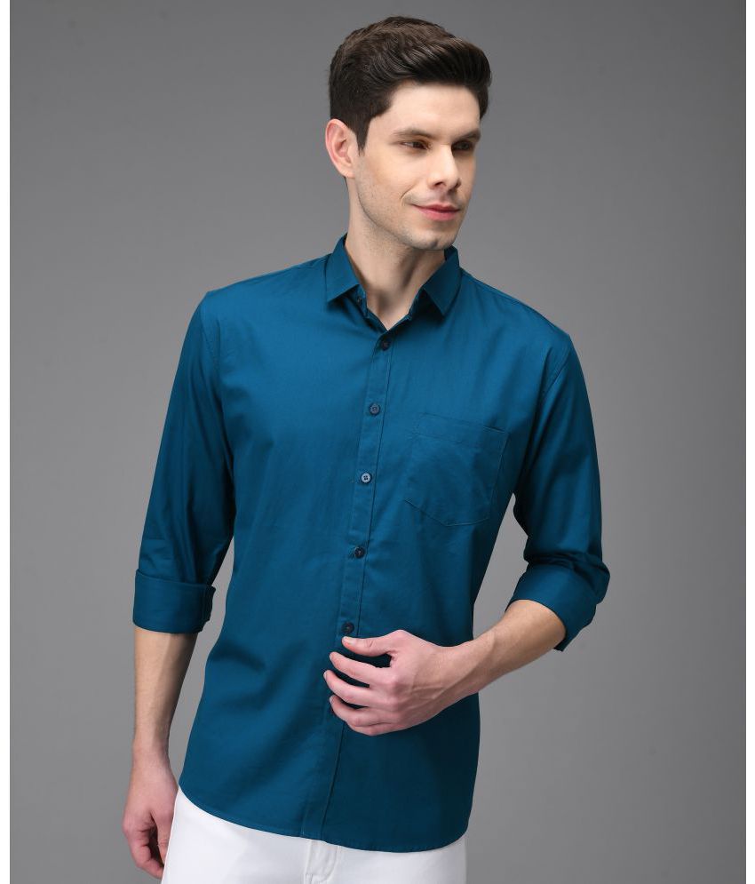     			KIBIT - Turquoise 100% Cotton Slim Fit Men's Casual Shirt ( Pack of 1 )