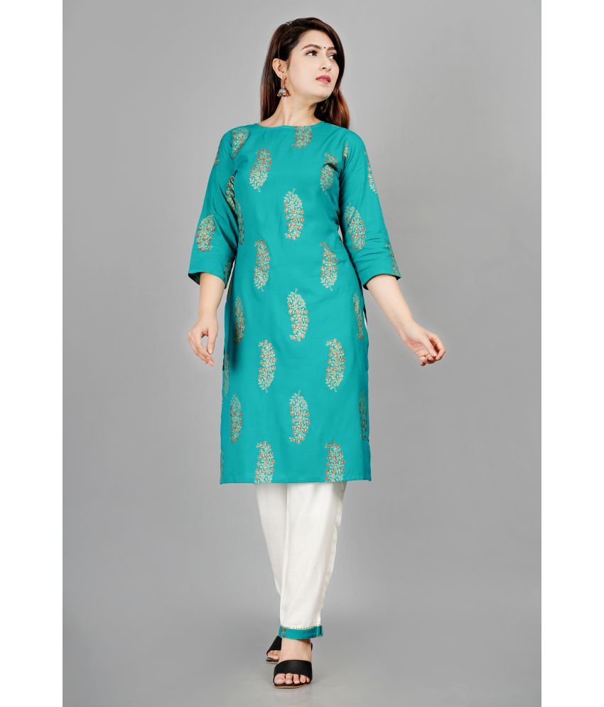     			SIPET - Turquoise Straight Rayon Women's Stitched Salwar Suit ( Pack of 1 )