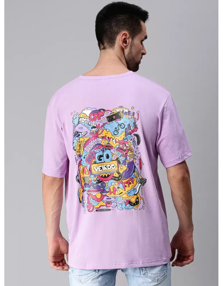 Veirdo - Purple Cotton Oversized Fit Men's T-Shirt ( Pack of 1 ) - Buy Veirdo - Purple Cotton Oversized Fit Men's T-Shirt ( Pack of ) Online at Best Prices India Snapdeal
