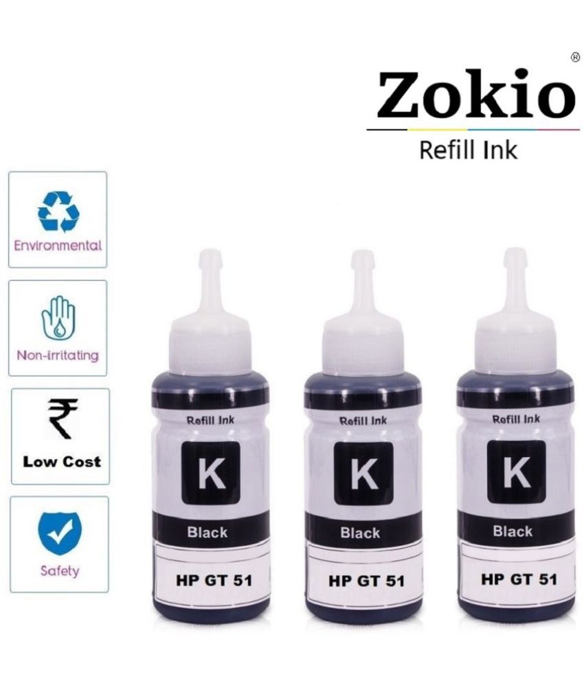     			zokio GT51 INK Black Pack of 3 Cartridge for H_P Ink Tank 310 series, H_P Ink Tank Wireless 410 series And More.