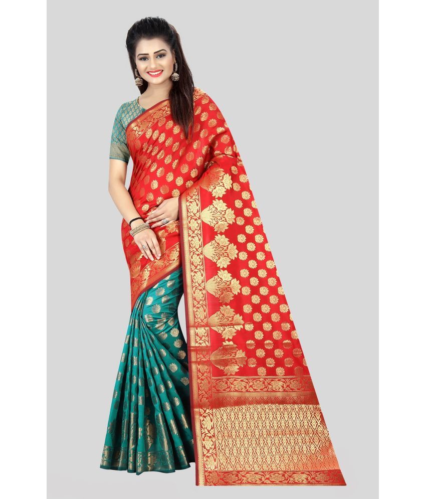     			Gazal Fashions - Red Banarasi Silk Saree With Blouse Piece ( Pack of 1 )