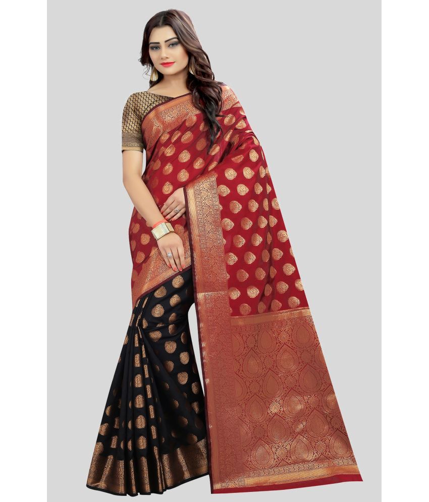     			Gazal Fashions - Red Banarasi Silk Saree With Blouse Piece ( Pack of 1 )