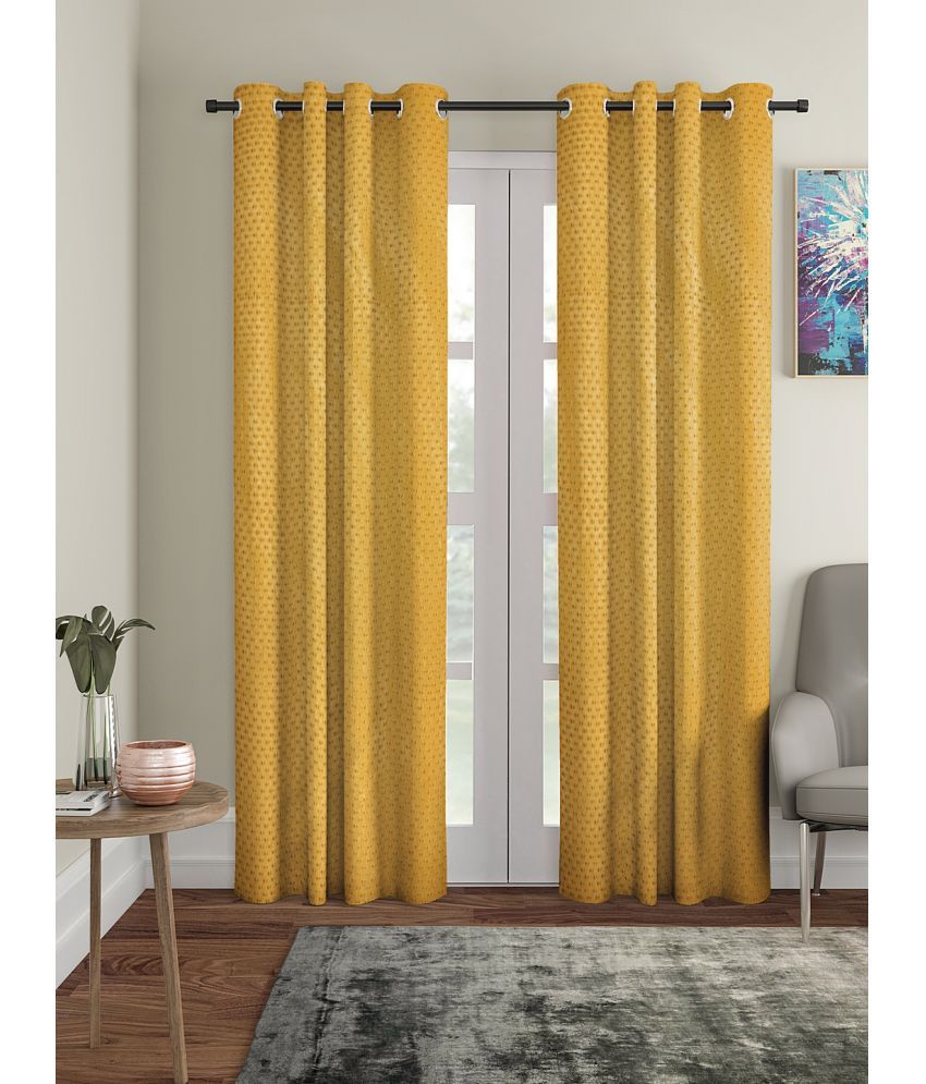     			Cortina - Modern Embossed Room Darkening Eyelet Curtain-7 Ft-pack of 2