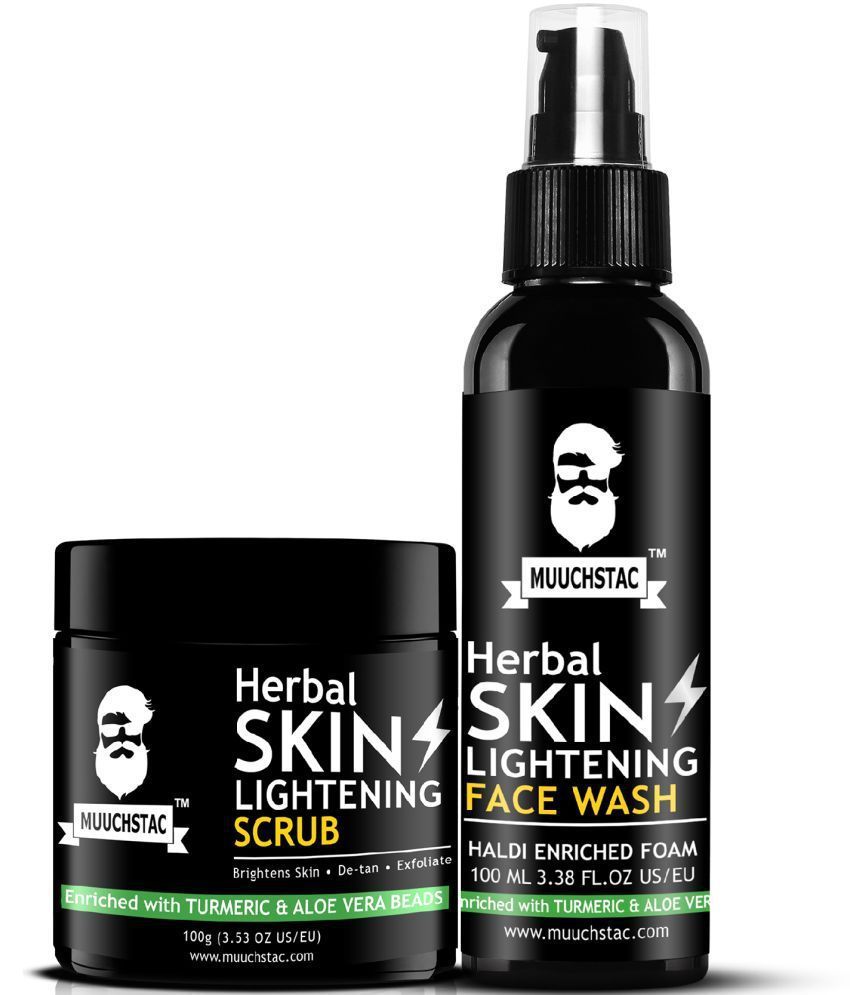     			Muuchstac Herbal Skin Lightening Haldi Exfoliating Face Scrub & Face Wash Combo for Men (Pack of 2)