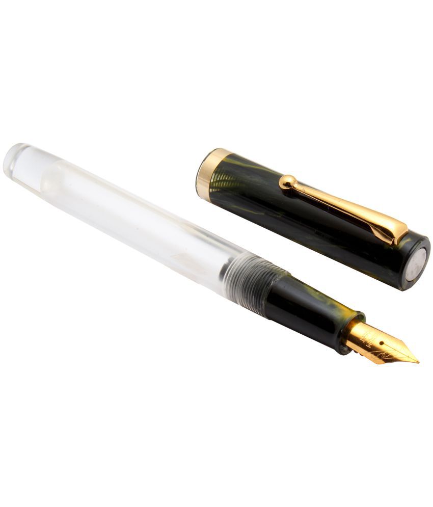     			Srpc Oliver 51 JT Demonstrator Acrylic Fountain Pen Eyedropper System Golden Trims Marble Black Cap