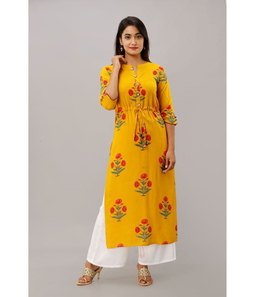     			WIMIN - Yellow Straight Rayon Women's Stitched Salwar Suit ( Pack of 1 )