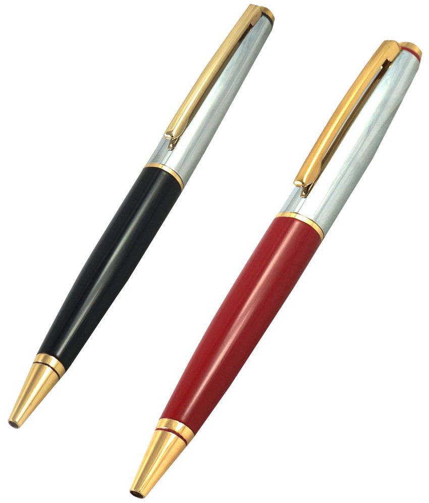     			auteur Premium Slim Metal Body Black & Red Color With Gold Clip Ball Pen Set Best Ball Pen Gift Set For Men & Women Professional Executive Office, Nice Pens