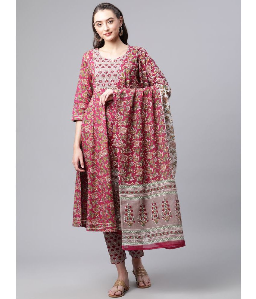     			Divena - Multicolor Anarkali Cotton Women's Stitched Salwar Suit ( Pack of 1 )