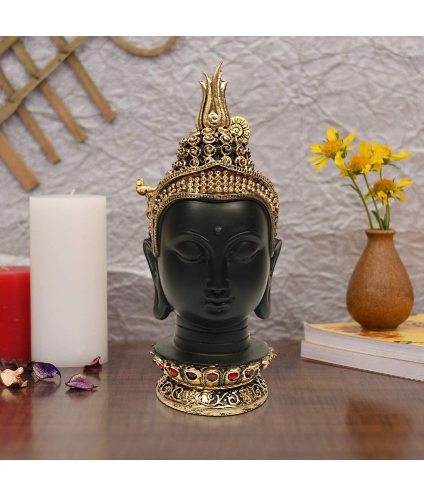     			Ghar Saaz Polyresin Buddha Face Figurine (21Cm, Black)