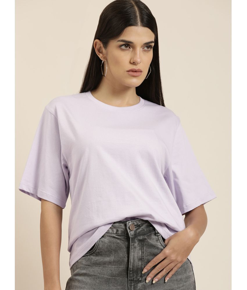     			Difference of Opinion - Lavender Cotton Loose Fit Women's T-Shirt ( Pack of 1 )