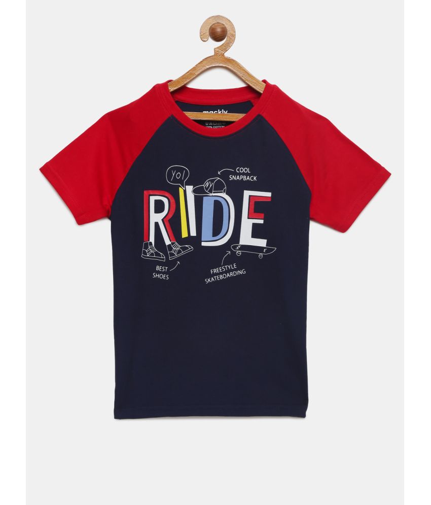 Mackly - Navy Blue Cotton Boy's T-Shirt ( Pack of 1 )