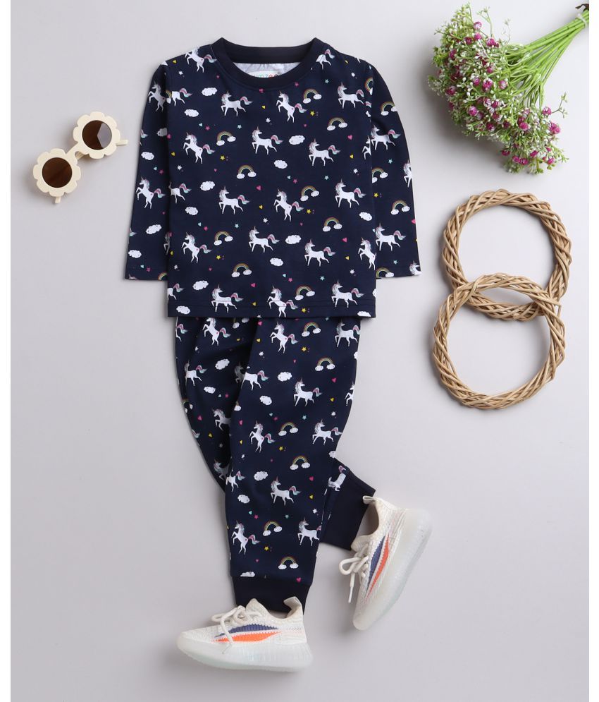     			BUMZEE Pack of 1 Girls Cotton Top With Pajama ( Navy )