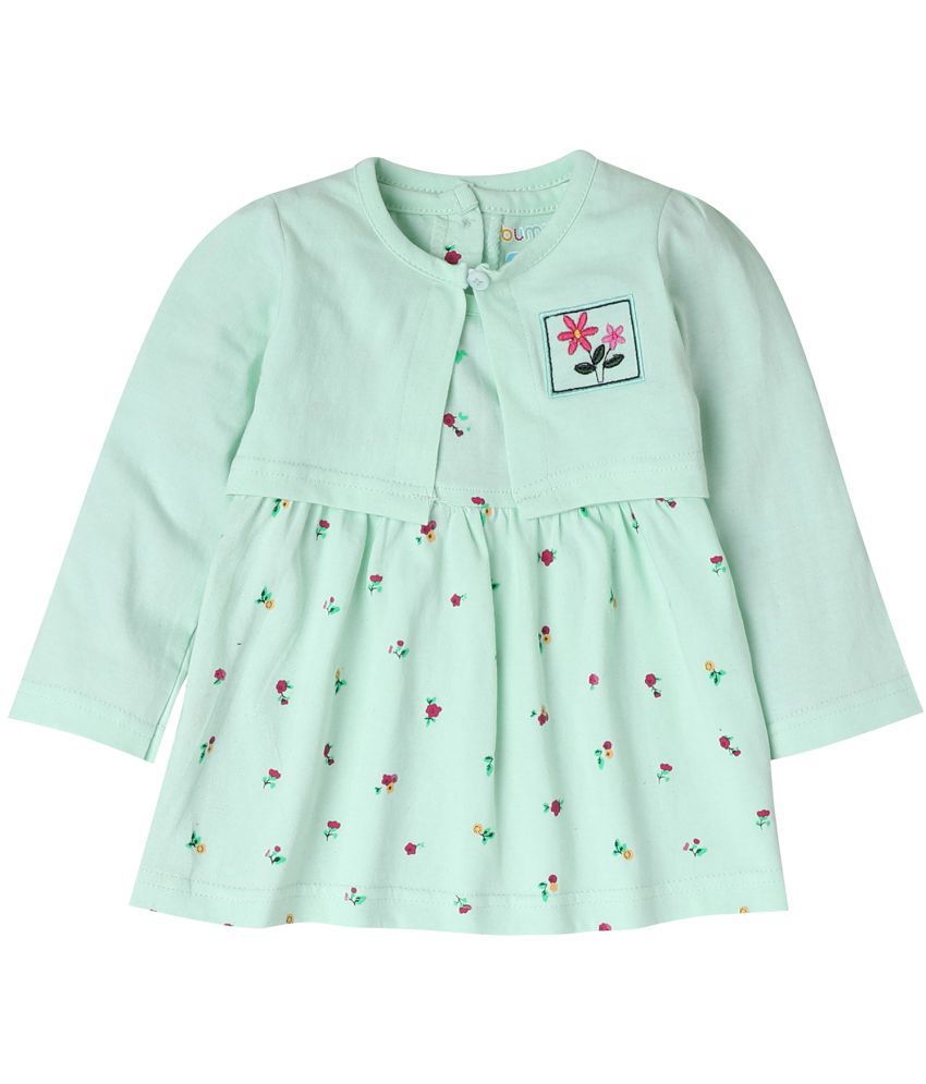 BUMZEE - Turquoise Cotton Girls Frock ( Pack of 1 )