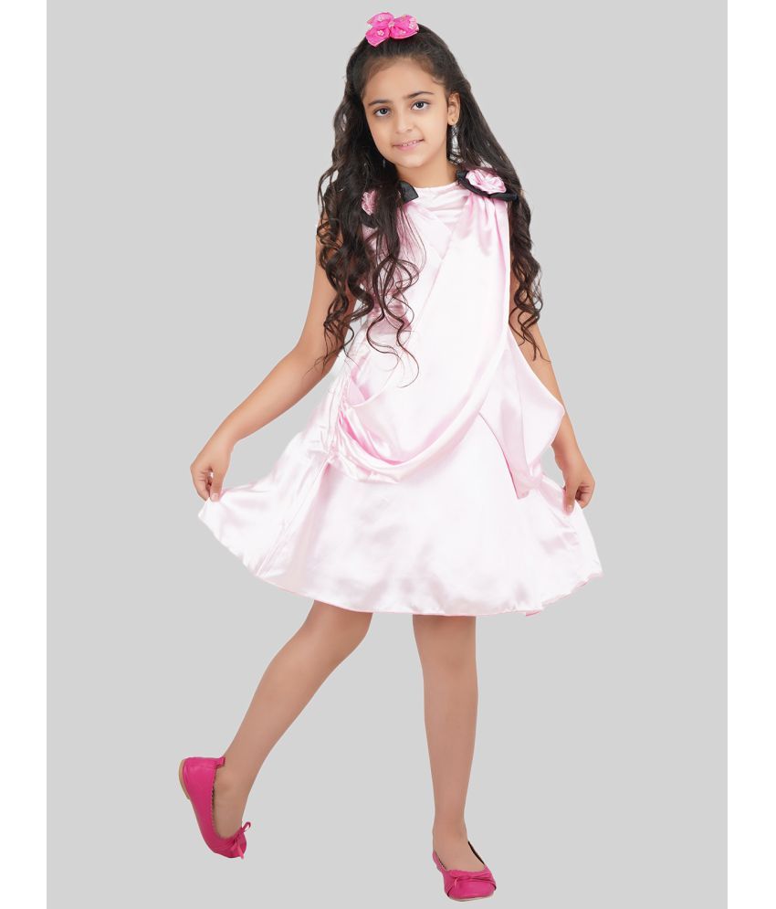     			Being Naughty - Baby Pink Satin Girls Fit And Flare Dress ( Pack of 1 )