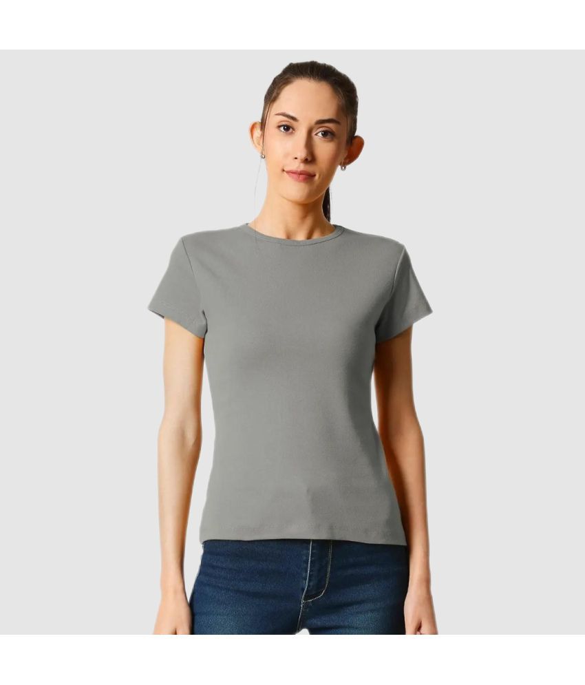     			Bewakoof - Grey Cotton Slim Fit Women's T-Shirt ( Pack of 1 )