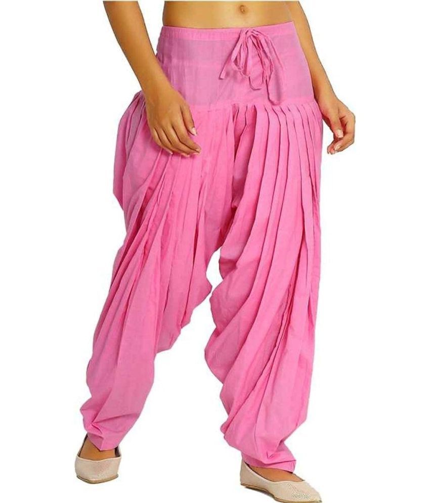     			Cotoncroton - Cotton Pink Women's Semi Patiala Salwar ( Pack of 1 )