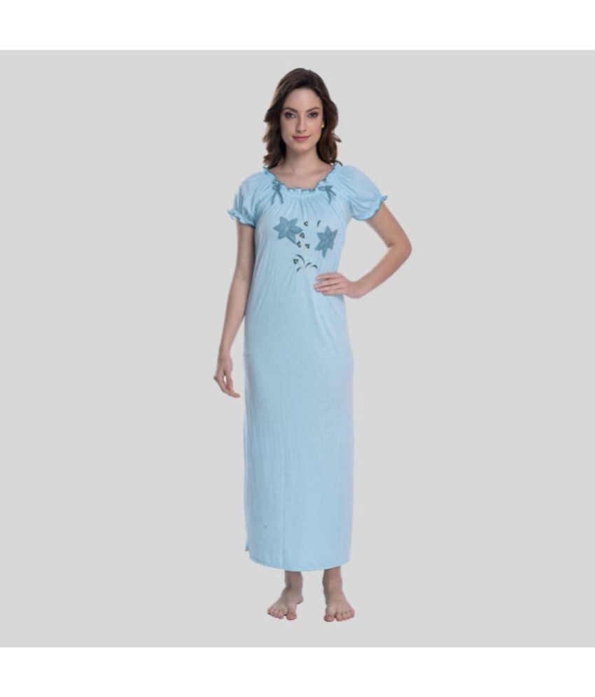     			Gutthi - Light Blue Hosiery Women's Nightwear Nighty & Night Gowns ( Pack of 1 )