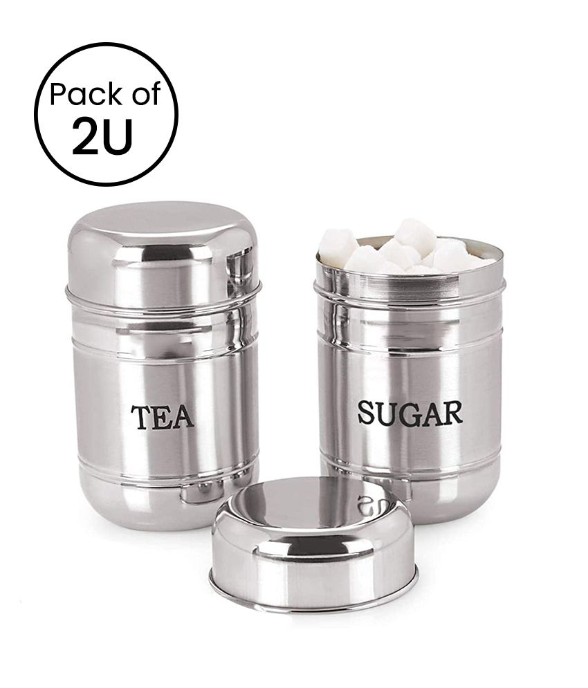     			HOMETALES Stainless Steel Container Set for Tea & Sugar 700ml each, 2U