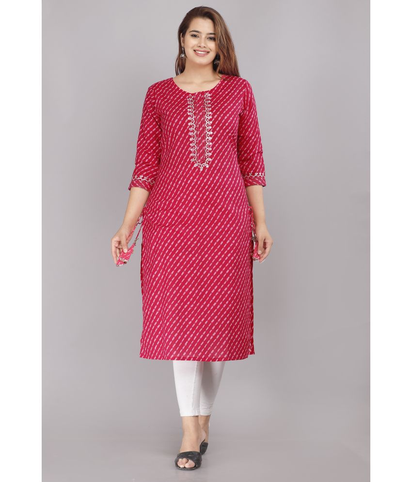     			Jaipur Threads - Fluorescent Pink 100% Cotton Women's Straight Kurti ( Pack of 1 )