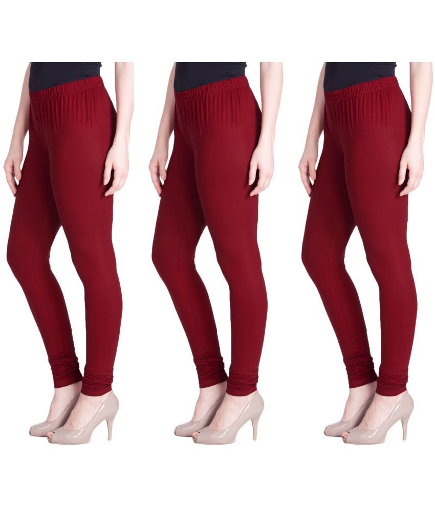     			LYRA - Maroon Cotton Women's Churidar ( Pack of 3 )