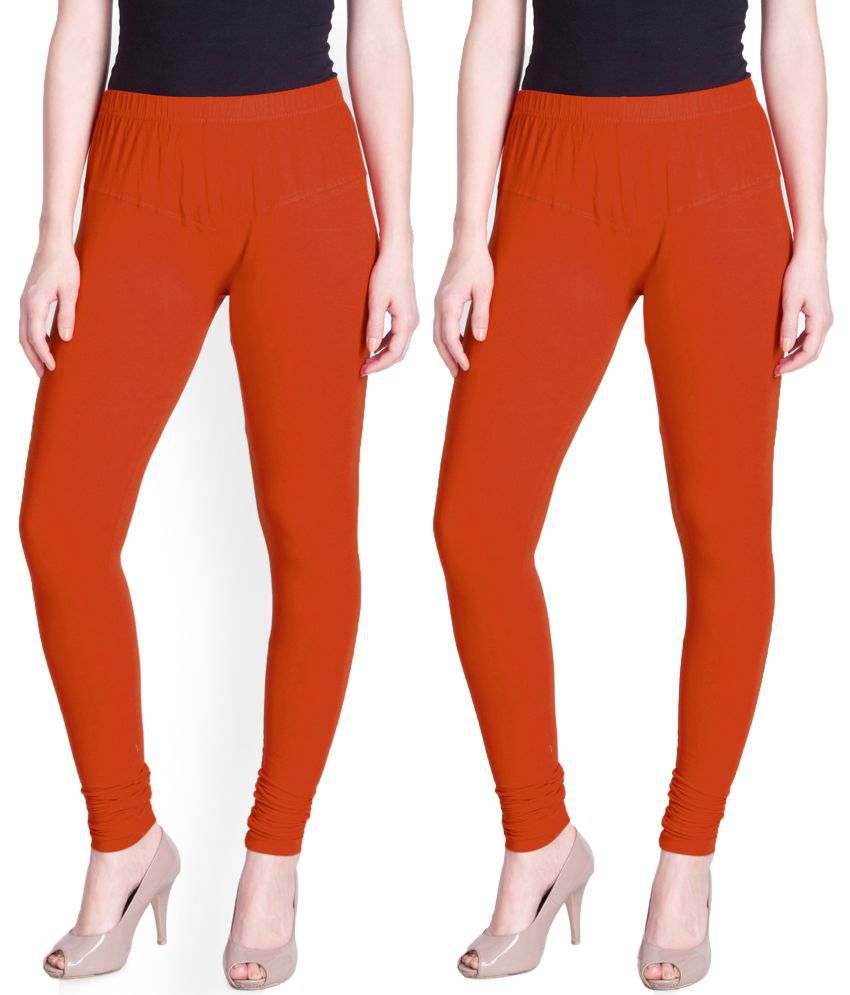     			LYRA - Orange Cotton Women's Leggings ( Pack of 2 )