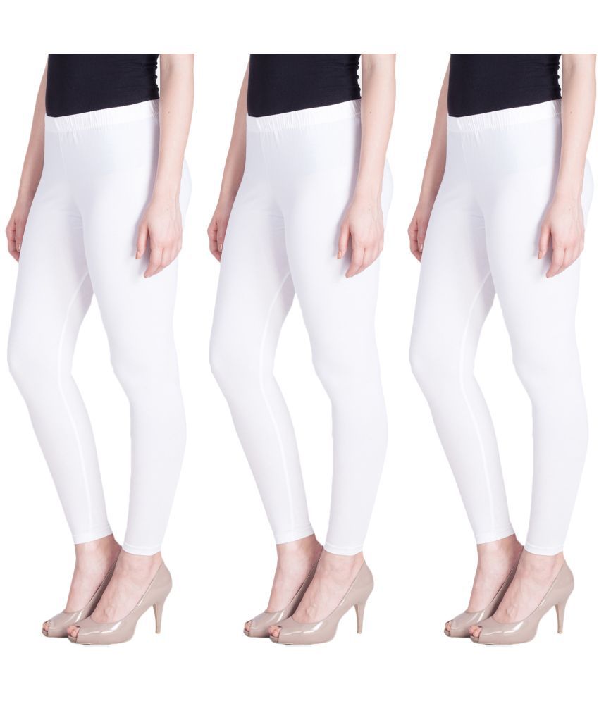     			LYRA - White Cotton Women's Leggings ( Pack of 3 )