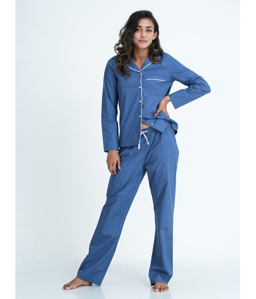     			Mackly - Blue Cotton Women's Nightwear Nightsuit Sets ( Pack of 1 )