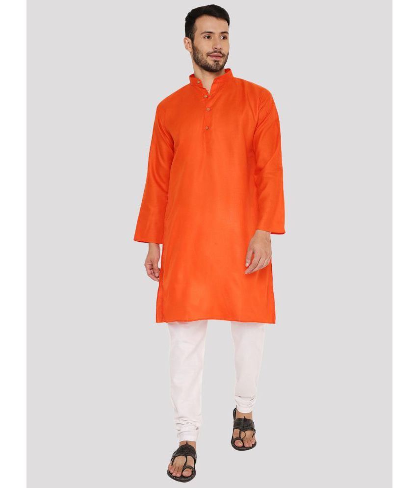     			Maharaja - Orange Cotton Regular Fit Men's Kurta Pyjama Set ( Pack of 1 )