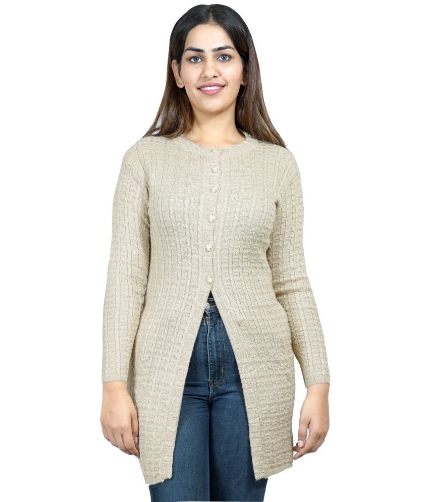     			Ogarti Woollen Beige Buttoned Cardigans - Single