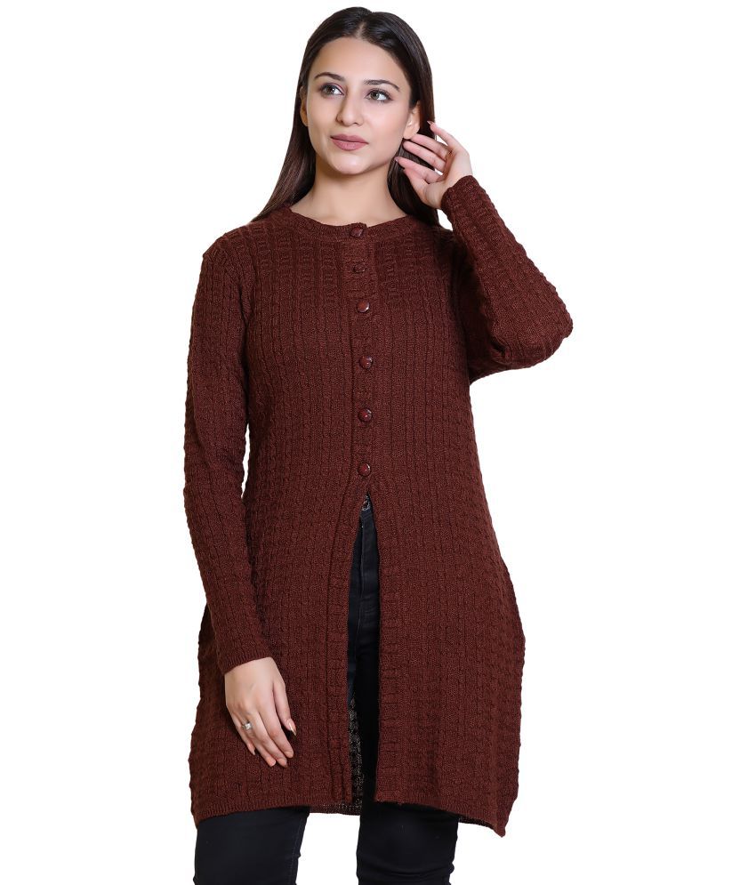     			Ogarti Woollen Brown Buttoned Cardigans - Single