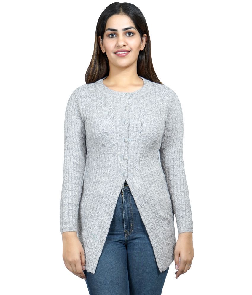     			Ogarti Woollen Grey Buttoned Cardigans - Single