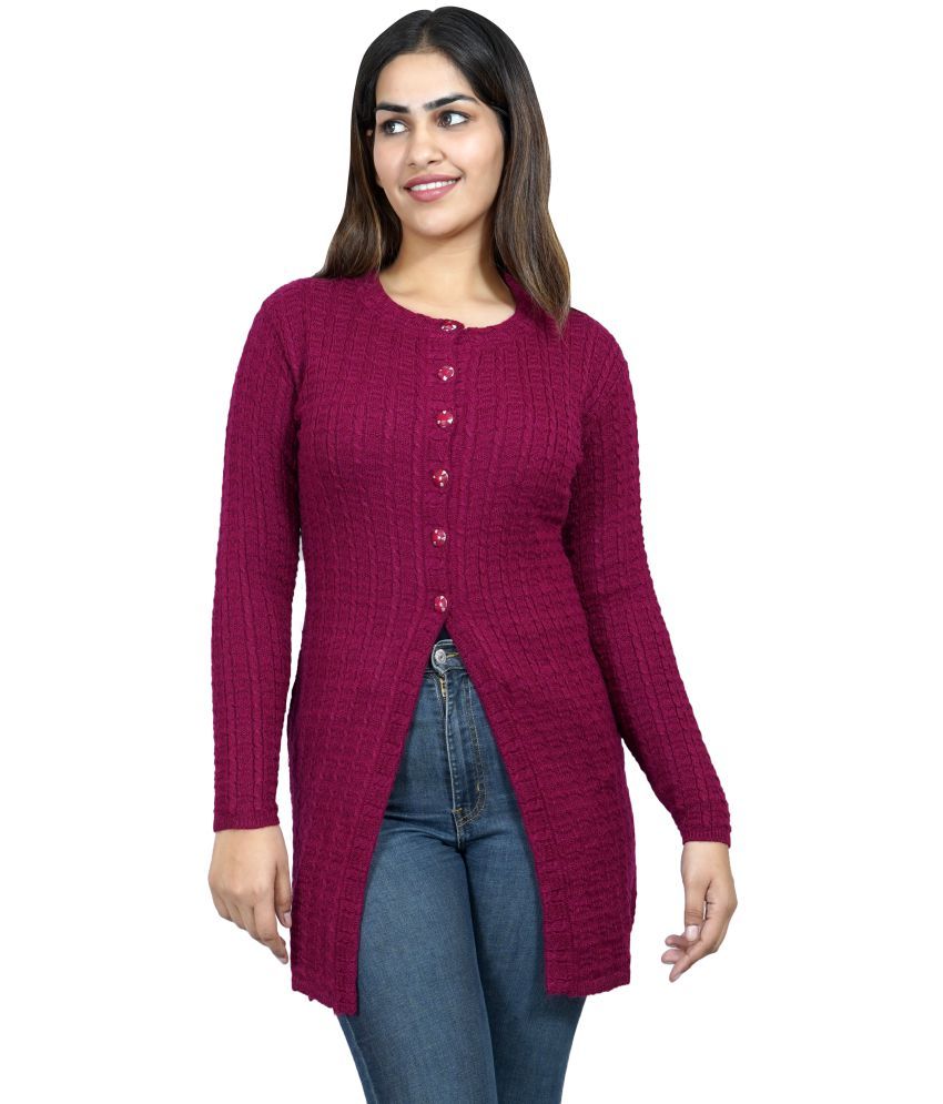     			Ogarti Woollen Purple Buttoned Cardigans - Single