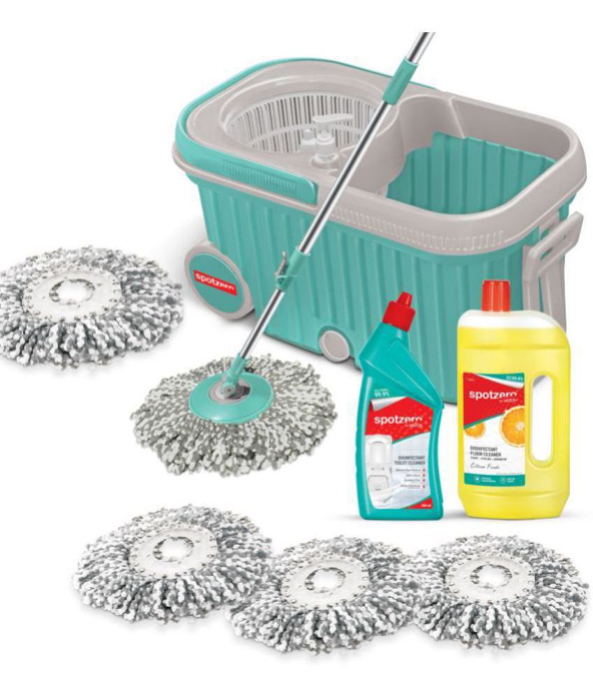     			Spotzero By Milton Elite Mop, Toilet, Floor Cleaner, Refill Set - (Disinfectant Toilet Cleaner 1 pc x 500 ml, Disinfectant Floor Cleaner 1 pc x 1 Ltrs, Spin Mop Refill 3pc Pack x 1)