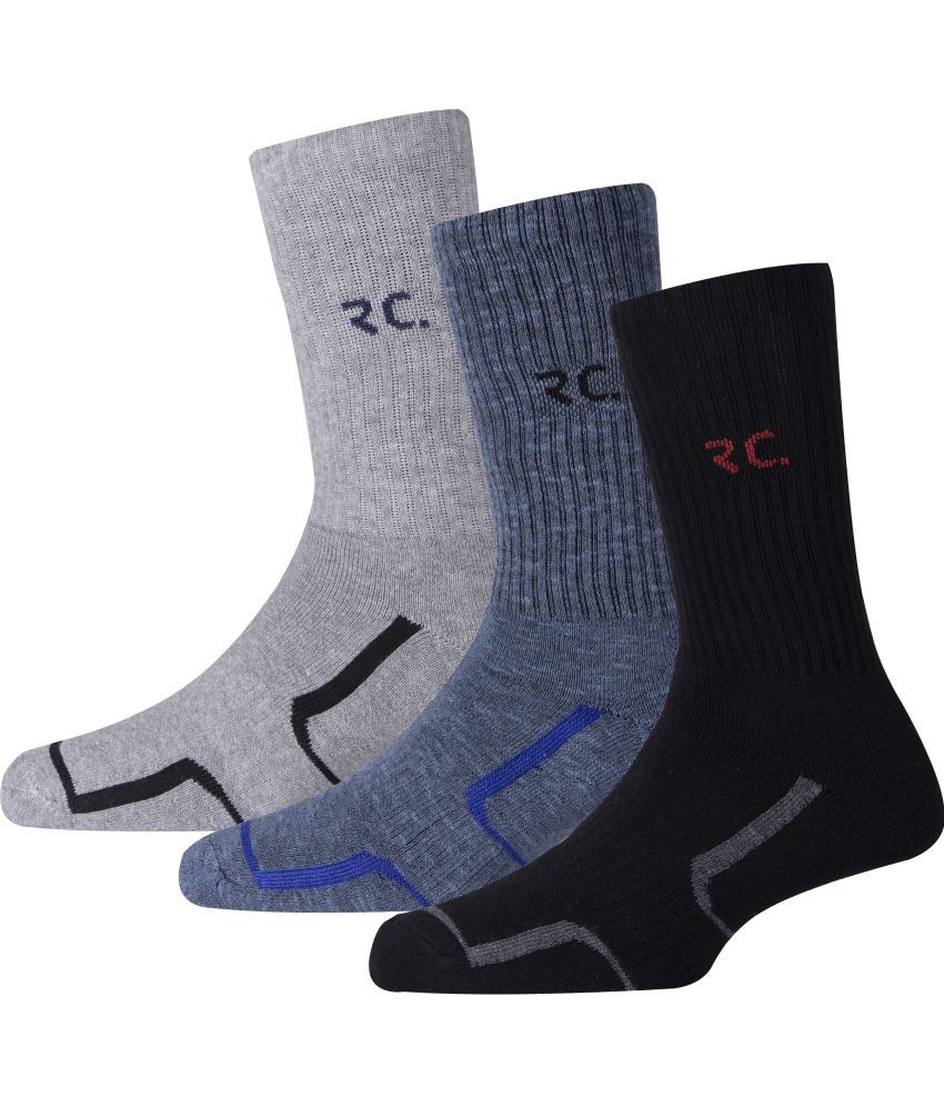     			RC. ROYAL CLASS - Cotton Men's Striped Black Mid Length Socks ( Pack of 3 )