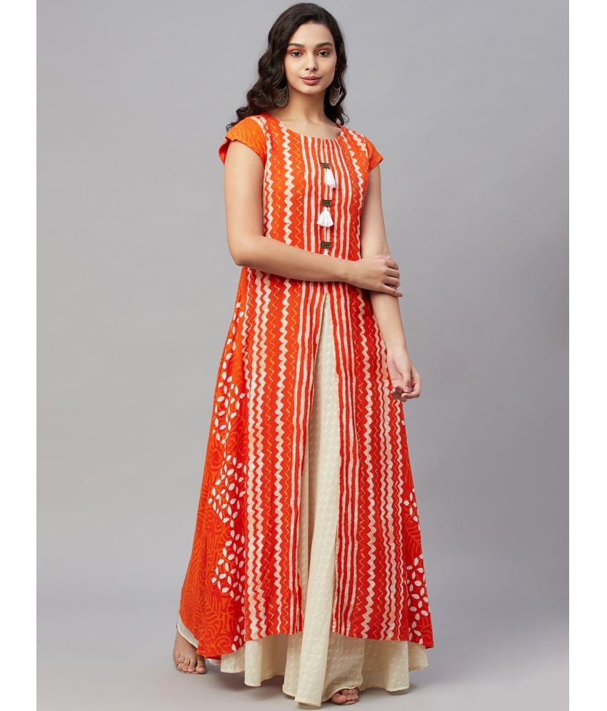    			AMIRA'S INDIAN ETHNICWEAR - Orange Rayon Women's A-line Dress ( Pack of 1 )