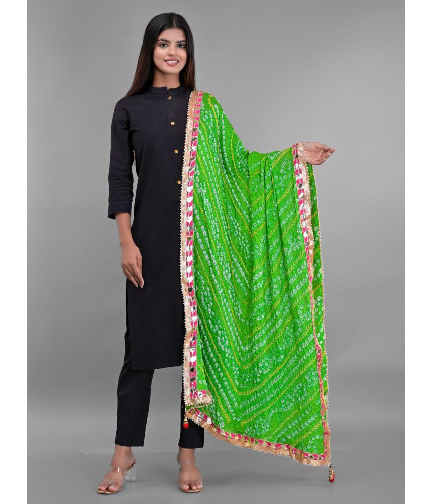     			Anjaneya Creations - Green Silk Women's Dupatta - ( Pack of 1 )