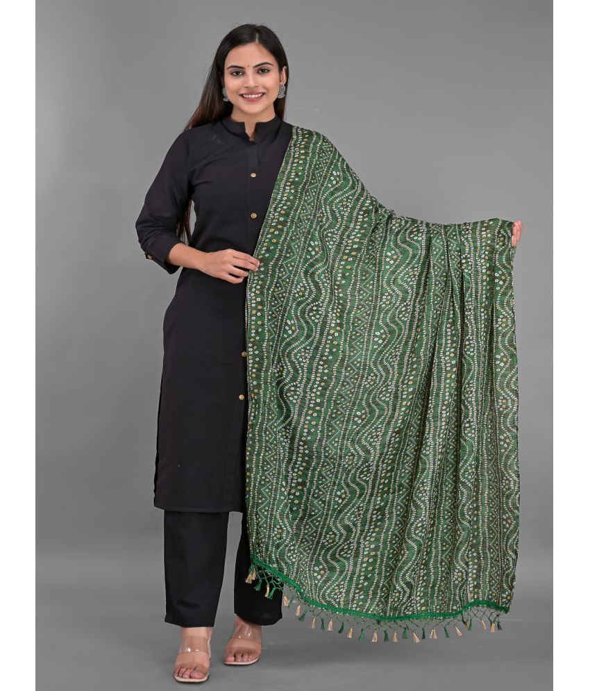     			Anjaneya Creations - Green Silk Women's Dupatta - ( Pack of 1 )