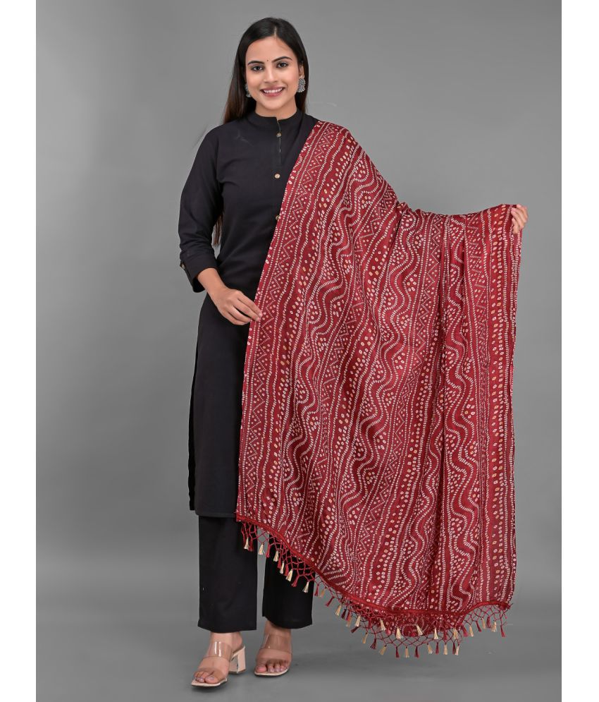     			Anjaneya Creations - Maroon Silk Women's Dupatta - ( Pack of 1 )